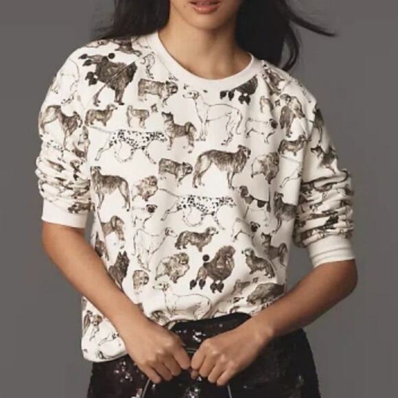 Anthropologie Maeve Dog Printed Sweatshirt Size XS - Picture 2 of 7